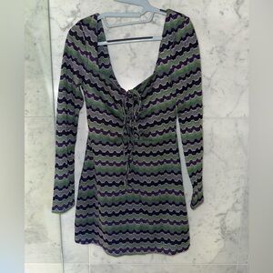 Zara Metallic Chevron Knit Mini Dress – Size Small